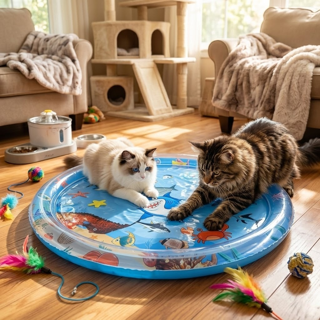 Pet Inflatable Water-Filled Cooling Pad - Refreshing relief from heat, eliminates stuffiness, comfortable and scratch-resistant