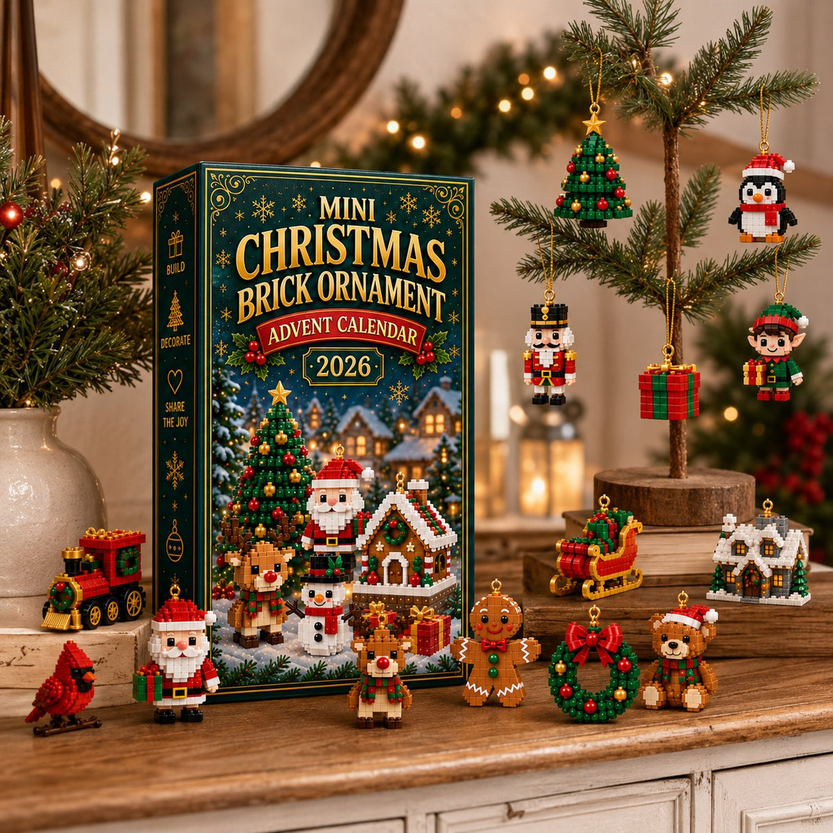 ⏳ Last day to save 50% – 🎄 24-Day Mini Christmas Ornament Advent Calendar | 24 unique festive ornament designs with hanging loops—perfect for decorating Christmas trees, wreaths, and holiday displays 🧱