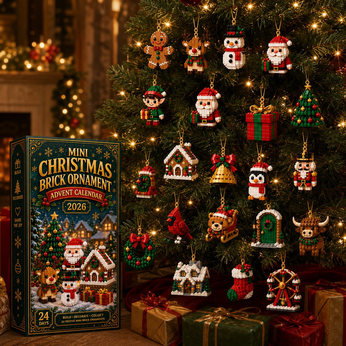 ⏳ Last day to save 50% – 🎄 24-Day Mini Christmas Ornament Advent Calendar | 24 unique festive ornament designs with hanging loops—perfect for decorating Christmas trees, wreaths, and holiday displays 🧱