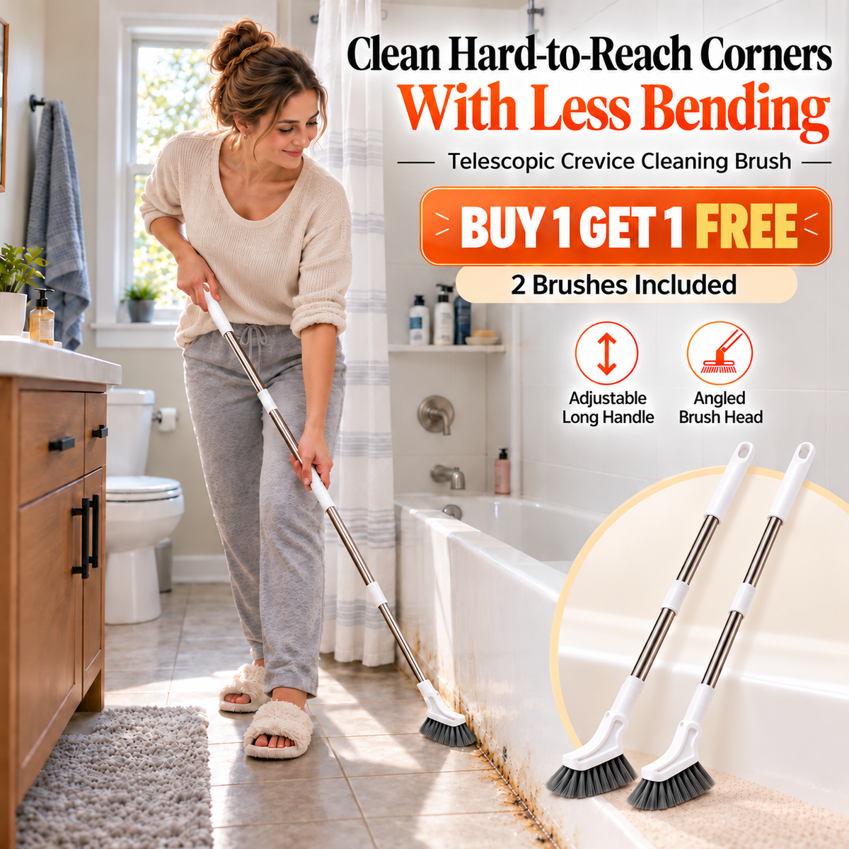 🔥LAST DAY: BUY 1 GET 1 FREE Telescopic Crevice Cleaning Brush