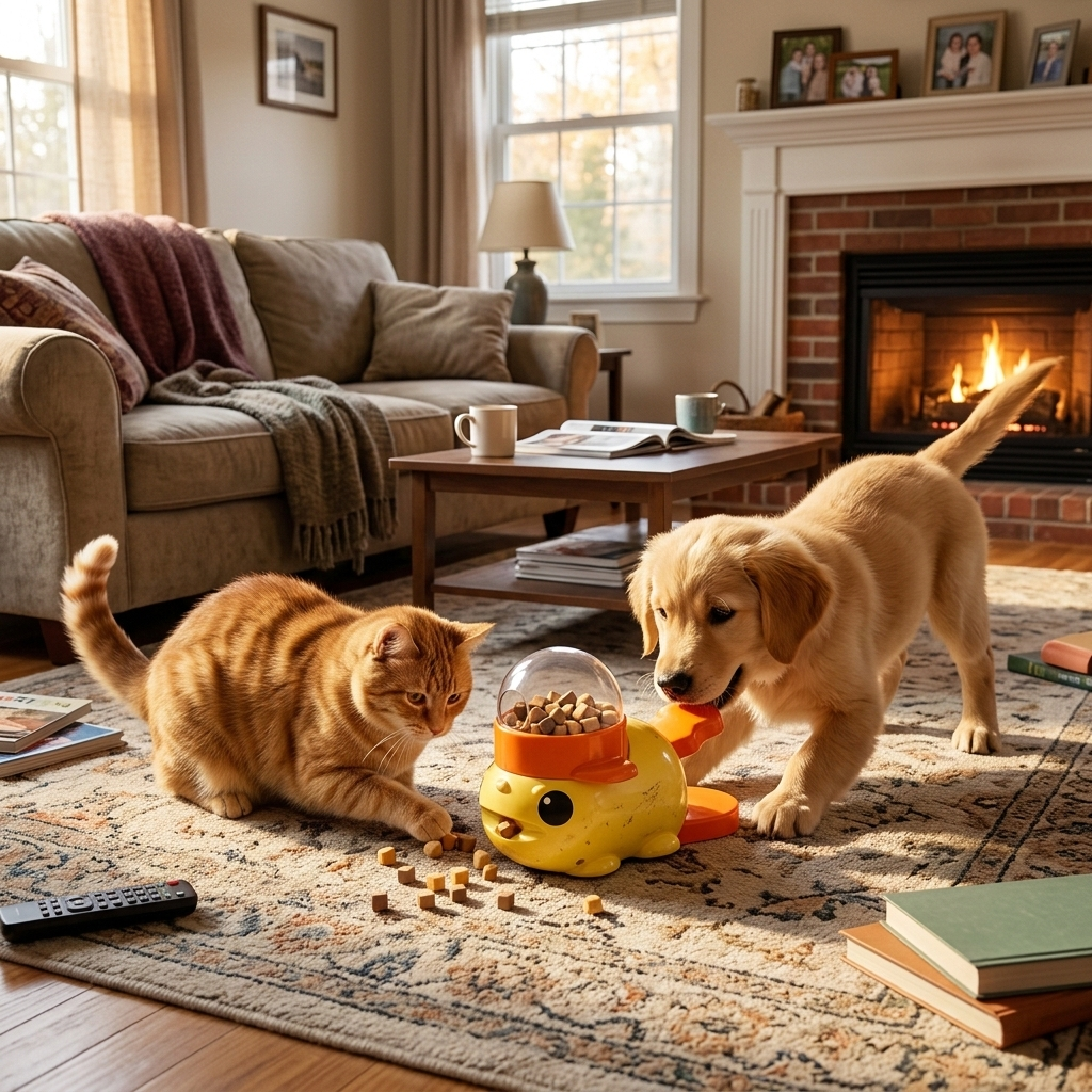 Yellow Duck Pet Feeder Interactive Toy for Cats and Dogs Training